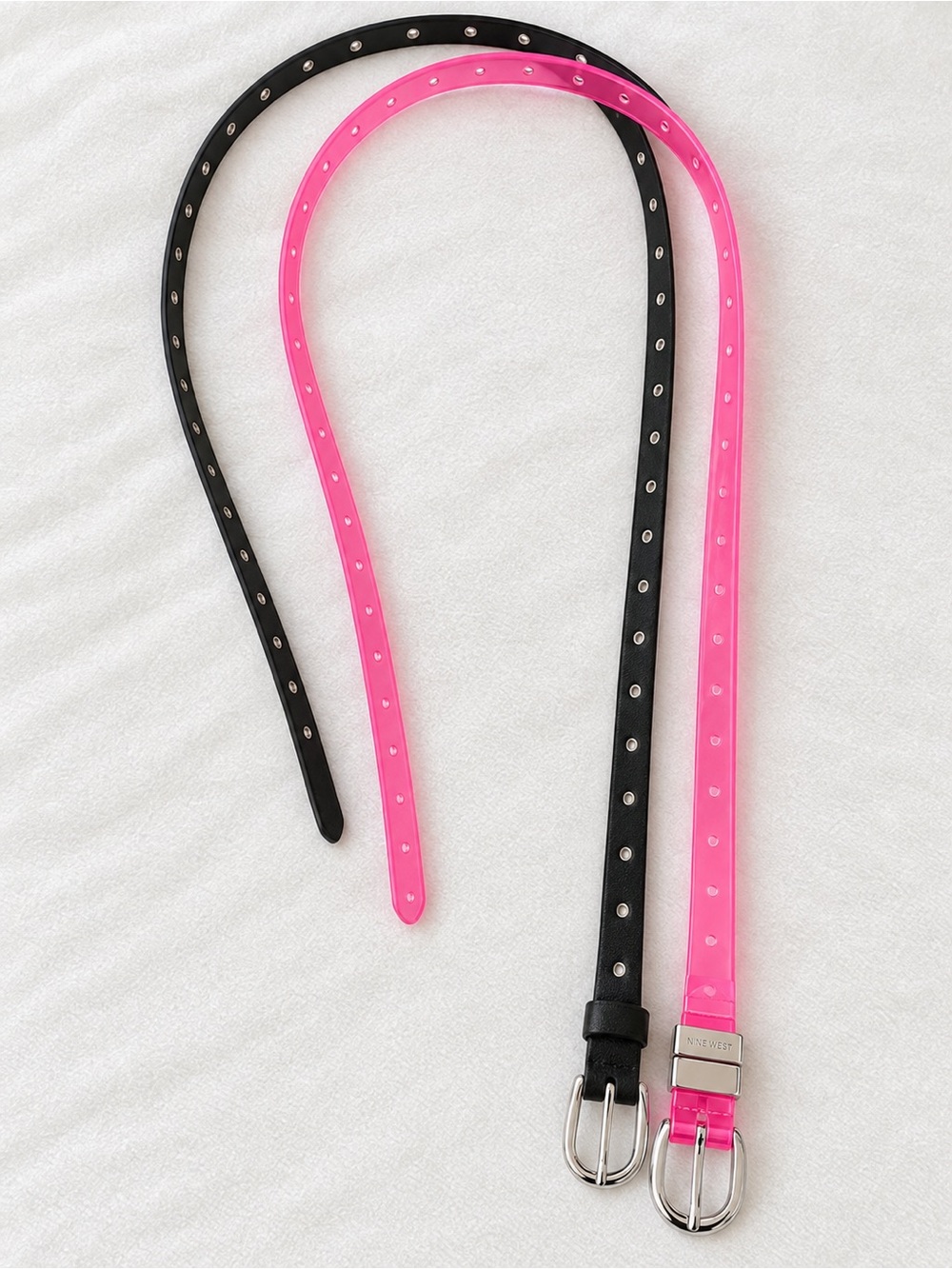 Black and Pink Reversible Studded Women's Belt